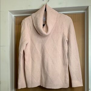 Calvin Klein Blush Pink High-Neck Textured Sweater Top Size-Small Soft Classic